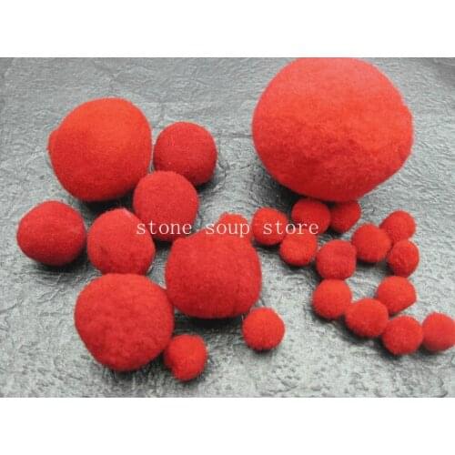 100pcs Red Polyester Plush Balls Pompon Flowers Diy decor Clothing accessories Christmas crafts Kids toys 5-75mm