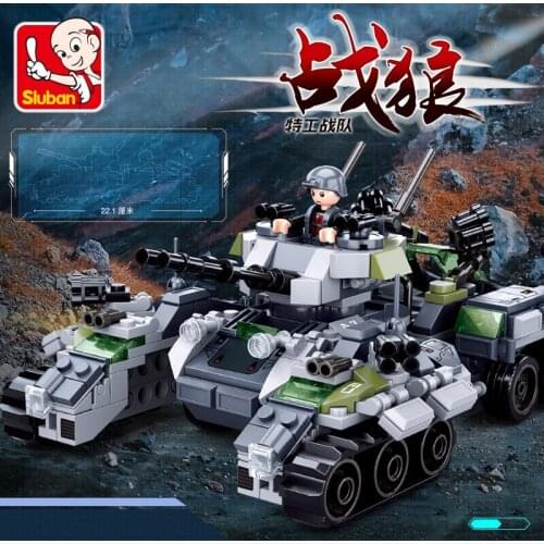 4Pcs/lot Military Tank Vehicle Creator WW2 Gun Trucks Building Blocks Military Base Army Soldiers Figures Bricks Children Toys