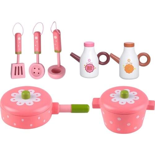 7PCS/Set Mini Kitchen Pretend Toy Pink Cookware Pot Pan Spatula Spoon Miniature