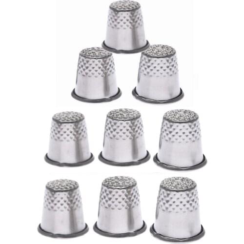 9Pcs Silver Finger Thimble Metal Craft Tailor Sewing Pin Needle Grip Hands Shield Protector Leather Canvas Sewing Quilting Tool