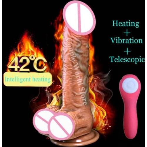 Automatic Telescopic Heating Penis Vibrator Female Masturbation Super Realistic Dildo Vibrator Erotic Sex Products Adult Toys