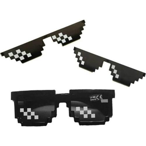 Thug Life Mosaic Glasses Sunglasses Men Women 8 Bit Coding Pixel Trendy Cool Super Party Funny Vintage Shades Eyewear