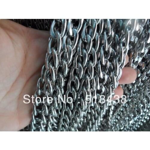 Free ship DHL! 50 meters Highly mirror polishing!Stainless Steel 8mm curb chain.jewelry finding DIY necklace bracelet in Bulk