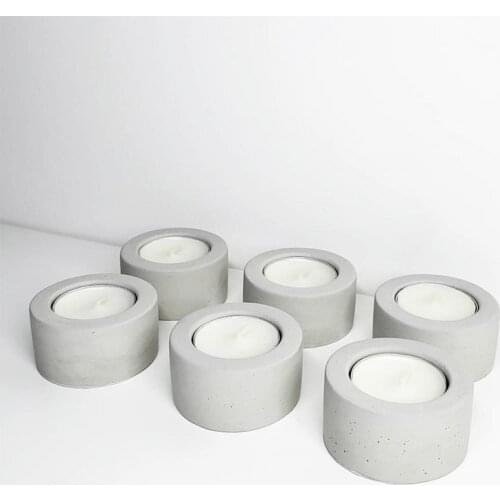 Concrete Candle Holder Mold Round Design Tea Cup Wax Cement Candlestick Silicone Mold Terrazzo Candle Tray Mould