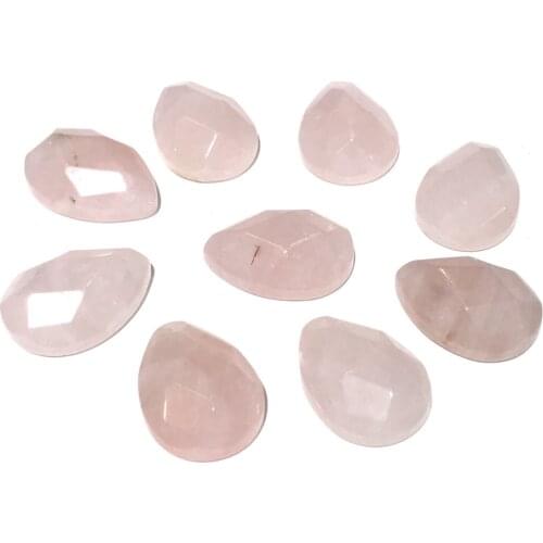 Natural Stone Rose quartz Cabochon Beads Faceted Water drop shape No Hole Loose Beads For jewelry making DIY Ring accessories