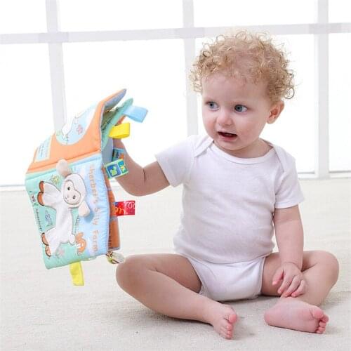 Baby Toys Soft Cloth Book Rattles Animal Embroidered Cloth Book Newborn Mobile Early Development Toys Activity Books Gifts