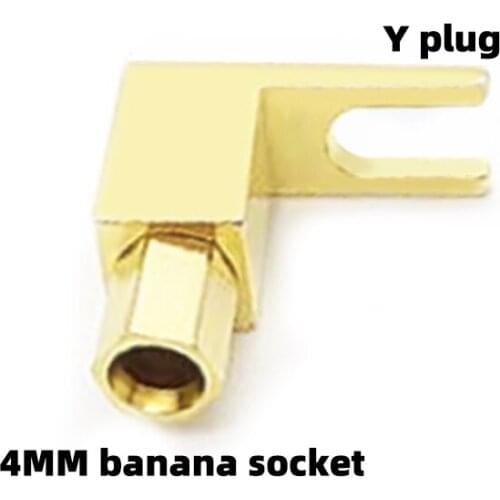 For Copper gold-plated Y plug to 4MM banana plug audio speaker conversion head speaker cable banana plug socket conversion