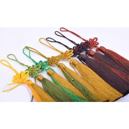 16 Colors Available--5pc 8.4''(21cm) Long Handmade Craft Fiber Silk Tassel with Chinese Knots and Loop for jewelry making