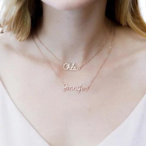 Custom Double Name Personalized Necklace Stainless Steel Customized Two Layers Nameplate Pendant Jewelry Couple Birthday Gifts