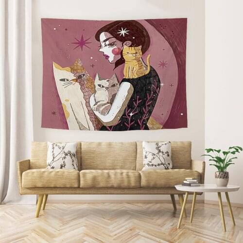 Cute Girl Ins Nordic Tapestry Art Wall Hanging Large Room Decoration Cartoon Background Cloth Loverly Tapestries for Dorm Decor
