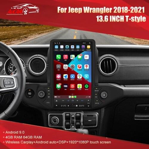 For JEEP Wrangler 2018-2021 Android Radio Head unit multimedia Car GPS Navigation Stereo Android 9.0 4+64GB T-Style 12.1'' FHD