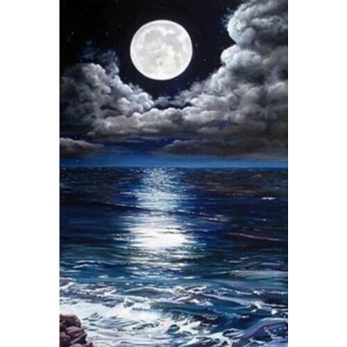 JMINE Div 5D moon sea ocean clouds Full Diamond Painting cross stitch kits art High Quality Scenic 3D paint by diamonds