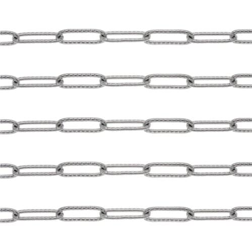 Julie Wang 1 Meter 12*4mm Stainless Steel Straight Link Chain White K Gold Embossing Necklace Bracelet Jewelry Making Accessory