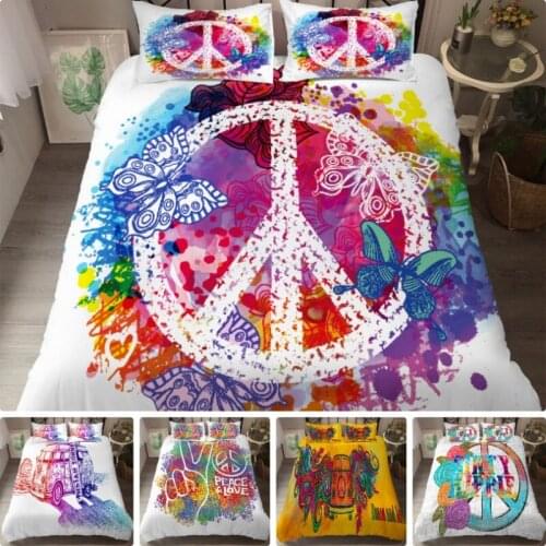 Hot style 3D digital printing 100% Polyester bedding set 1 duvet cover + 1/2 pillowcases bed in a bag US/EU size (no sheet)