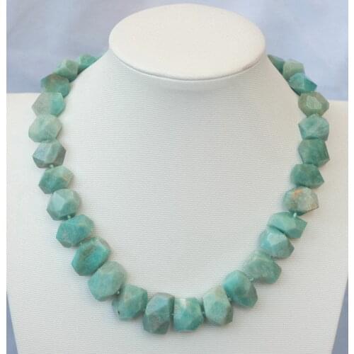 Beautiful natural Amazonite Faceted 13x18mm necklace 18"