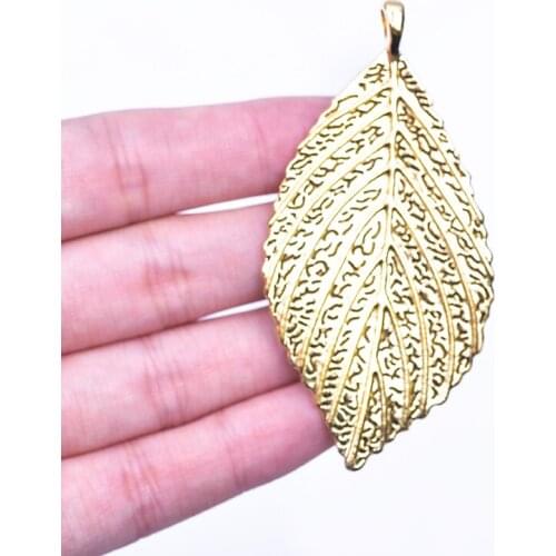 Leaf Pendant Making Jewelry 5pcs Charms For Necklace Bracelets Alloy Craft Gold Color Set Pendants Handmade Accessories Anklets