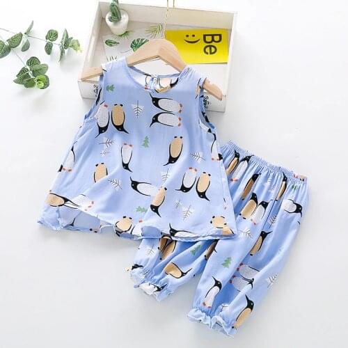Summer Childrens pajamas set Baby suit Kids Clothes Toddler Boys Girls Cartoon Short sleeve Tops Pants Set home Wear