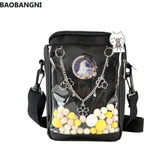 Mini Crossbody Bags for Women Cute PVC transparent Small clear Ita Bag Black White womens Shoulder Purse for Phone