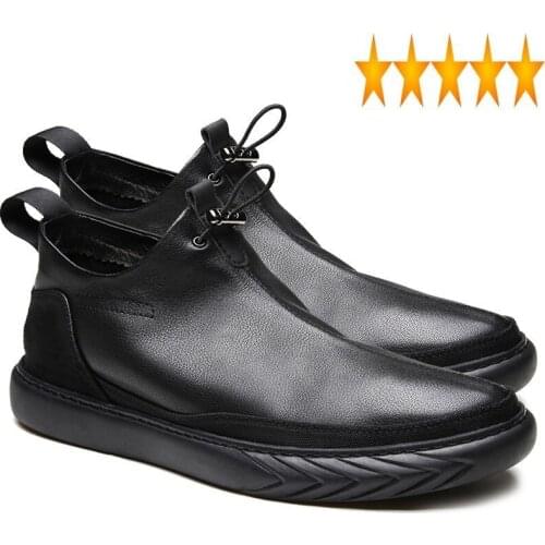 2021 Designer Luxury New Arrival Man Genuine Leather Loafers Fashion Side Zip Warm Casual Black Platform Shoes