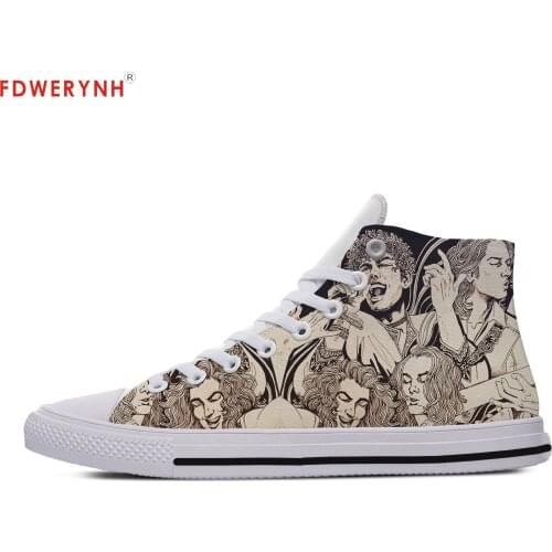 Man Casual Shoes Help Classic Greta Van Fleet Diy Individualization Canvas Men Leisure Walking Shoes Of White