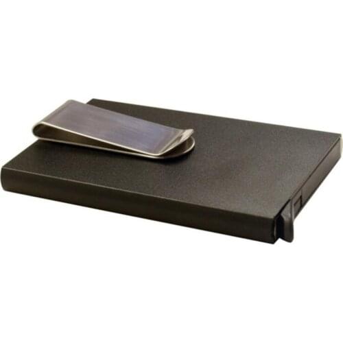Men Metal Card Holder Women Solid Color Leather Aluminum Bank Credit Card Holder Business Card Case Automatic Pop up Minimalist