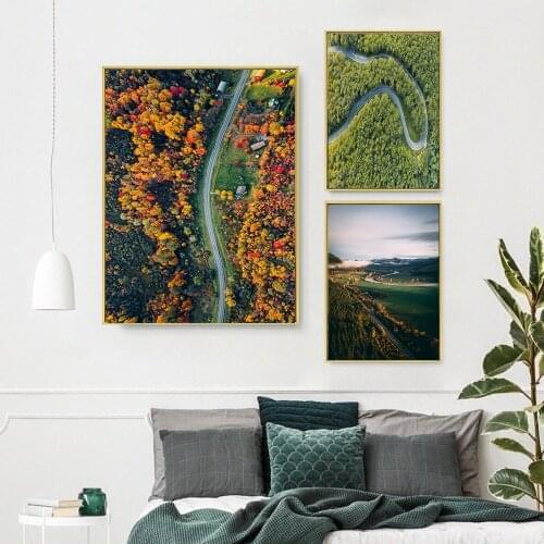 Forest Road Mountain Wall Art Green Plant Sea Canvas Painting Nordic Poster and Print Modern Picture for Living Room Home Decor