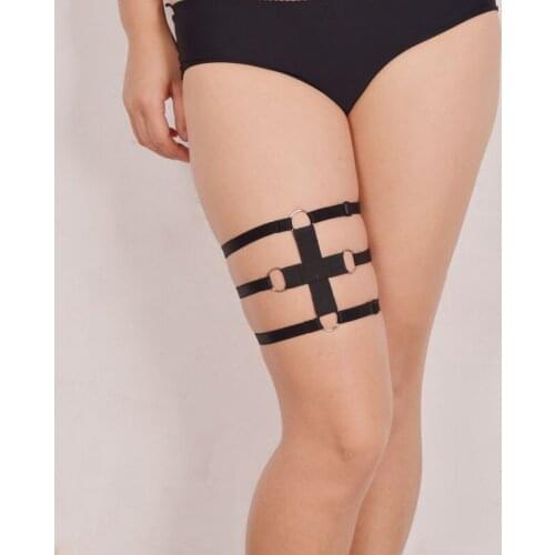 New black Garters pastel goth women body harness stockings harajuku leg garter bondage harness fetish wear Handmade Garters