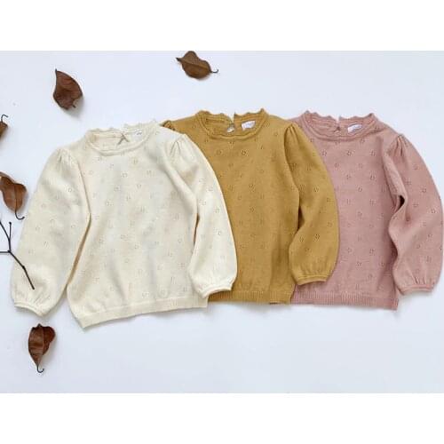 Autumn Winter Baby Kids Girls Long Sleeve Hollow Out Knit Sweater Baby Kids Girls Pullover Sweaters Childrens Clothes