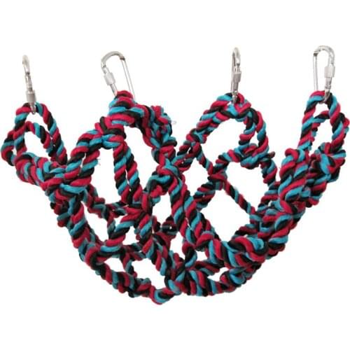 2 Size Parrot Squirrel Hamster Sugar Glider Hemp Rope Climbing Net Hammock Hanging Bed Cage Small Pet Bird Playing Supply