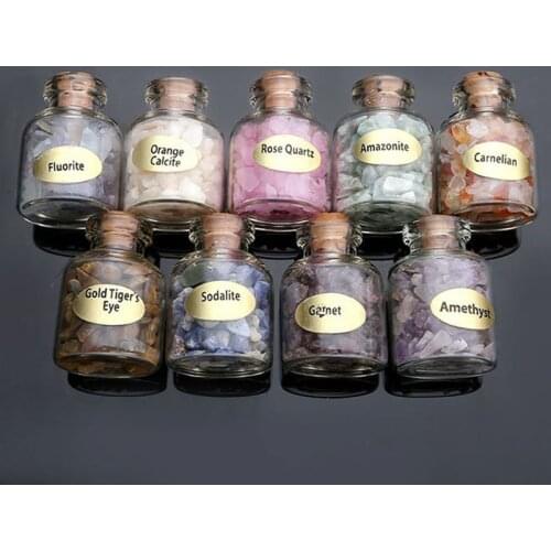 Charms Natural Stones Mini Glass Wishing Bottles Pendant Necklace for Women Fashion Lucky Amethyst Pink Cystal Stone Pendant Set