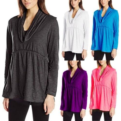 Popular Womens Wear In Autumn and Winter New Long Sleeve Pile Collar Top White Purplish Red Blue Red Dark Gray Tops