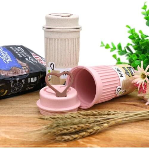 Portable Wheat straw heart-shaped handle child heat-insulation cup office drinking water cup
