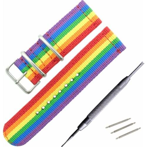 Rainbow Nato Woven Fiber watchband 14 18 20 22 24mm Nylon Watch Bracelet Straps Wristwatch Band Buckle Canvas fabric