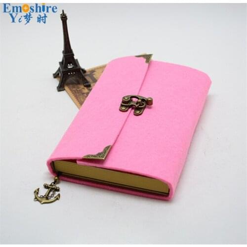 Retro Felt Notebook Sketchbook Diary Journal Student Note Pad Book Memo for School Office Writing Supplies N095