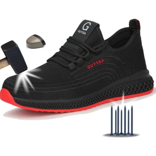 Steel Toe Cap Air Mesh Steel Toe Work Safety Shoes Breathable Man Lightweight Non-slipPuncture-Proof Indestructible Boots