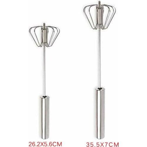 2PCS Whisks Premium Stainless-Steel Hand Push Whisk Egg Beater Mixer Whip Mix Stir Beat 26.2*5.6cm, 35.5*7cm
