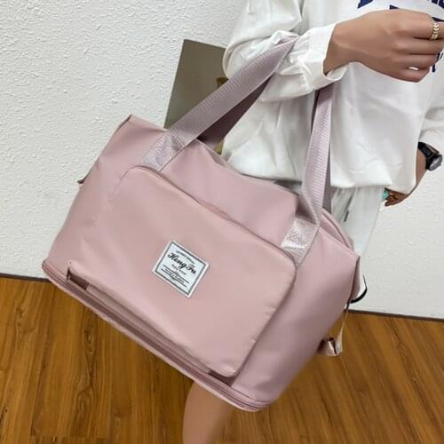 Large Capacity Folding Travel Bag Fashion Womens Shoulder Bag Female Capacity Shopping Bag Waterproof Oxford Multi-pockets Tote