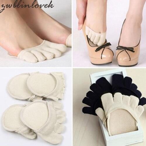 Women Yogis Socks Sponge Silicone Anti-slip Lining Open Toe Heelless Liner Sock Invisible Forefoot Cushion Foot Pad Socks 2C015