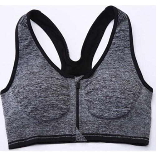 Womens bra outdoor sports bra yoga bra front zipper push up gather bra running fitness bra seamless corset