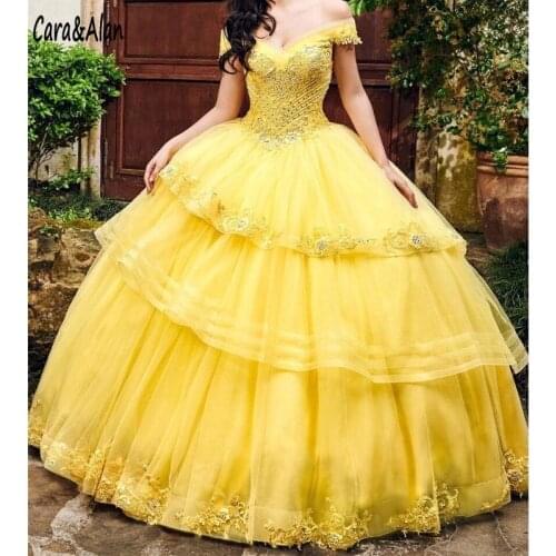 Yellow Quinceanera Dresses with Wrap Lace Appliques Off the Shoulder Charro Sweet 16 Dress Beading vestidos de 15 años