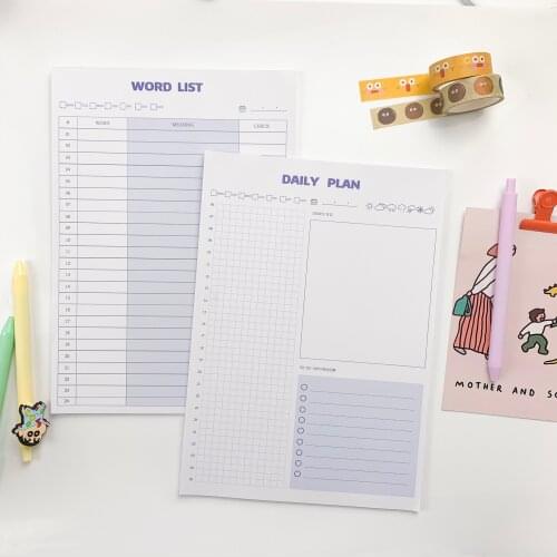 Journal 30 Sheets B5 Word List Daily Plan Notebook Memo Pad Agenda 2020 2021 Planner DIY Notes School Office Supplies Stationery
