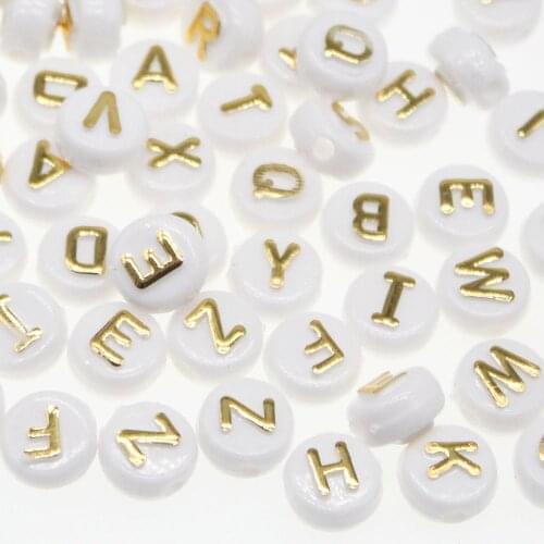 CHONGAI 500 gramos Gold White Letter Beads Alphabet Acrylic Beads For Jewelry Making Women Children DIY Bracelet Necklace10mm