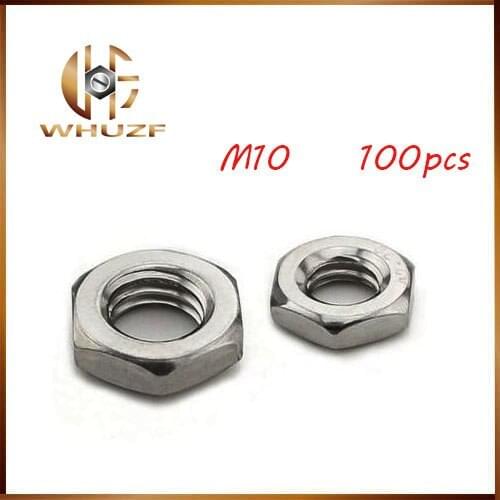 100pcs M10 Hex nut DIN439 A2-70 Stainless Steel Hex Thin Nuts Metric Fastener M3-M14 Stocks