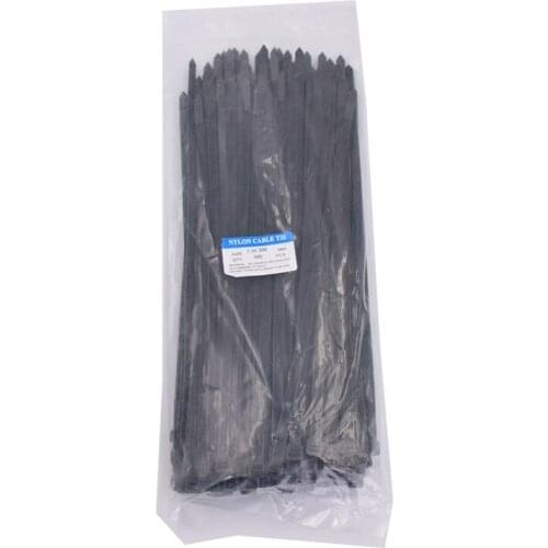 100pcs 7.2 * 300mm Nylon Cable Tie Width Self Locking 12" Plastic Cable Wire Zip Ties UV Resistant Black