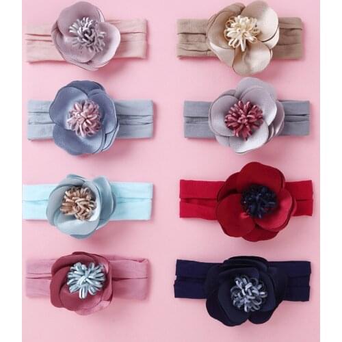 16 Pcs Baby Girls Headbands with Lotus Flower Soft Nylon Headwraps Kids Hair Accessories Girls Hair Bands Headwear