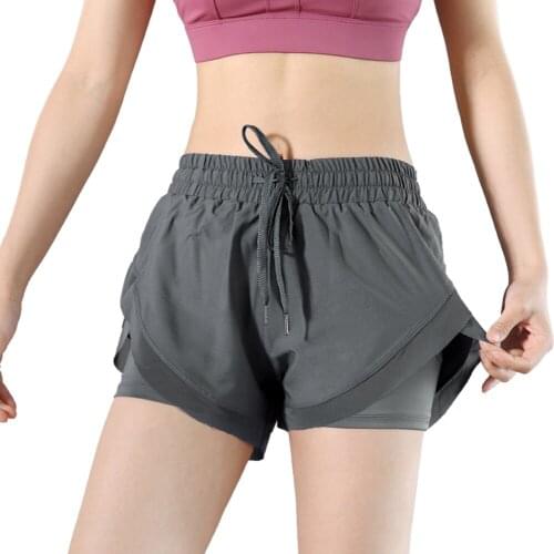2 In 1 Women Gym Double Shorts Side Pocket Running Shorts Breathable Quick Dry Yoga Women Shorts Workout Fitness Sportwear