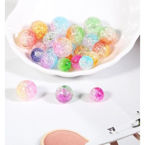 20/30/50/100PCs Mixed Crackle Acrylic Beads Spacer Ball Beads For Fashion Women Gifts Making DIY Jewelry Accessories