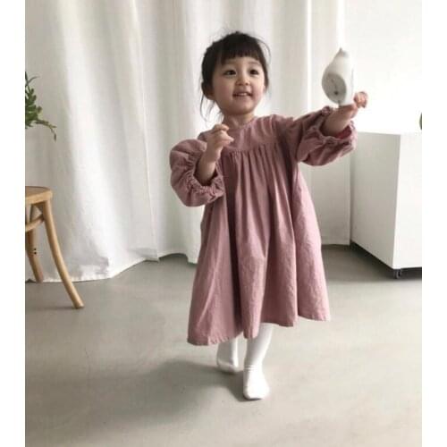 2021 Autumn Girls Mori Cotton Lantern Sleeves Small Fresh Dress Casual Casual Knee-Length Cotton