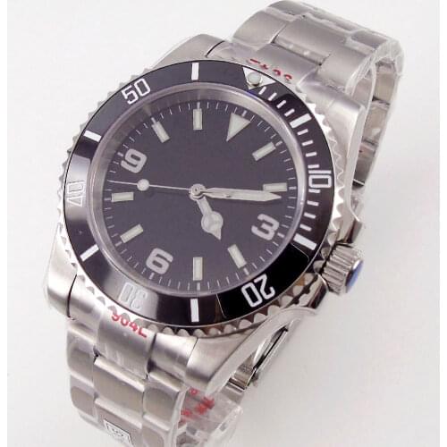 Bliger 40mm Black Mens Automatic Watch Japan NH35/Miyota 8215 Movement Sapphire Glass 904L Steel Oyster Bracelet Glide Lock