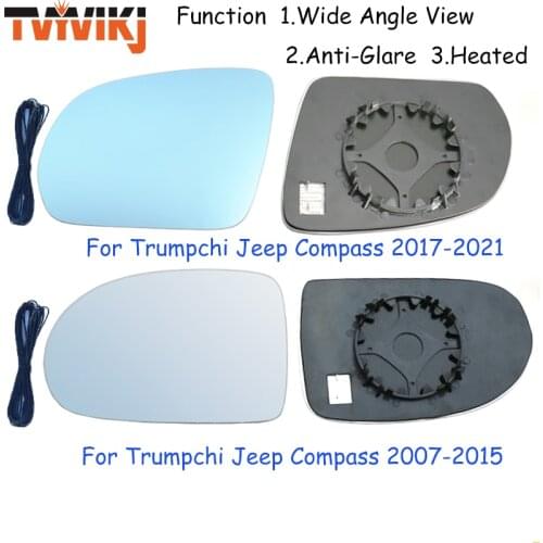 TVYVIKJ Side Rearview Mirror Blue Glass Lens For Trumpchi Jeep Compass 2007-2021 Wide Angle View anti glare door mirror wing